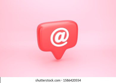 At Symbol Search Link Symbol On Social Media Notification Icon. Comments Thread Mention Or User Reply Sign. 3D Illustration