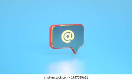 At Symbol Search Link Symbol On Social Media Notification Icon. Comments Thread Mention Or User Reply Sign. 3D Illustration