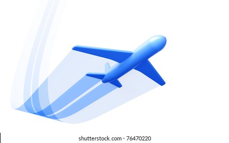 Symbolic Airplane Take Off, Isolated 3d Render