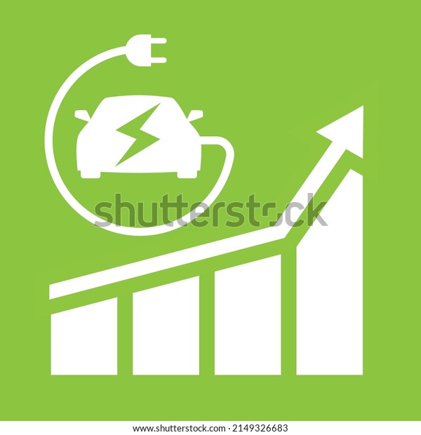 Symbols of green energy
- an electric car with a cable and an electric plug and a growing
graph. Growth in the number of electric vehicles. Reducing
environmental
pollution