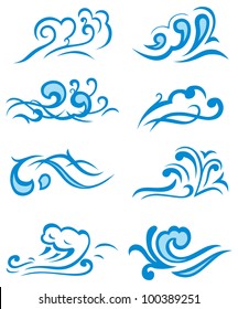 Sea Ocean Waves Icons Set Blue Stock Vector (Royalty Free) 368677253