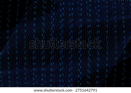 Symmetrical abstract waves with selective focus in blue and green light patterns. Abstract wave symmetry.