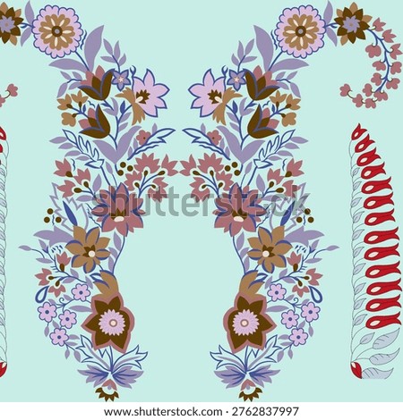 Symmetrical Floral Pattern on Mint Green