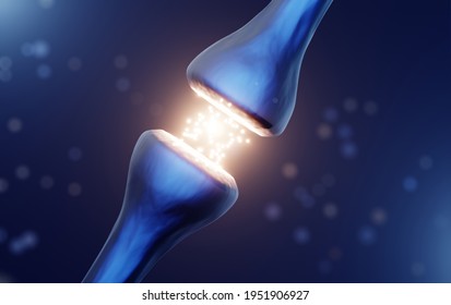 Synapse, Neurotransmitter Release, Synaptic Transmission 3d Illustration