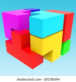 Synergy Blocks Representing Team Work And Partner
