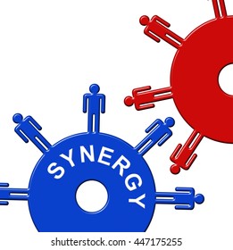 Synergy Cogs Representing Working Together And Partners
