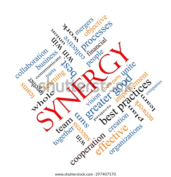 Synergy Word Cloud Concept Angled Great Stock Illustration 297407570 ...