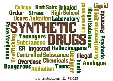 Synthetic Drugs Word Cloud On White Background