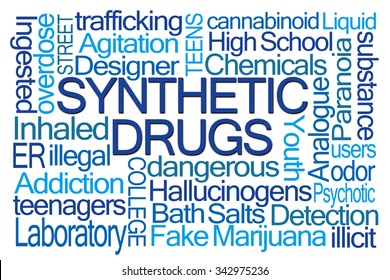 Synthetic Drugs Word Cloud On White Background