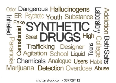 Synthetic Drugs Word Cloud On White Background