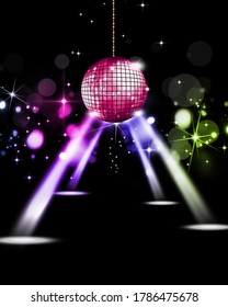 Synthpop And New Wave Music Disco Ball Background For Club Posters