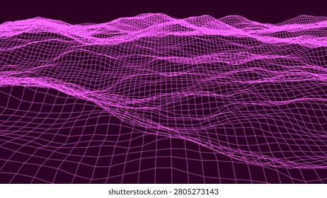 synthwave retro pinnacles commotion equalizer style wireframe net and stars 80s Retro Futurism retro future Background 3d outline render consistent circle.
