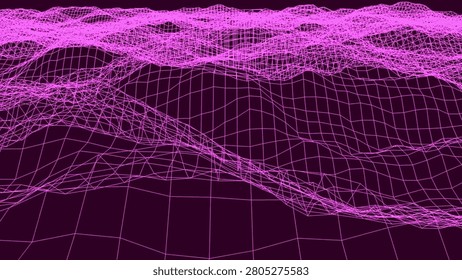 synthwave retro pinnacles commotion equalizer style wireframe net and stars 80s Retro Futurism retro future Background 3d outline render consistent circle.