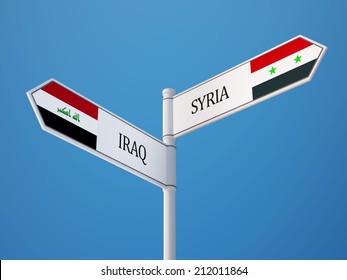 Syria Iraq High Resolution Sign Flags Concept