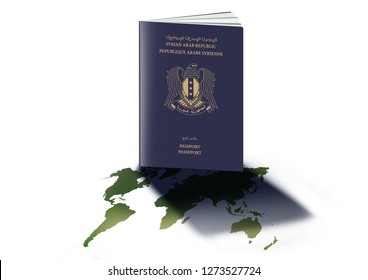 Syria  Syrian Passport On World Map Illustration