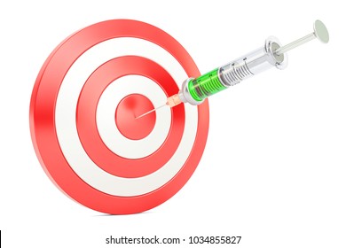 Syringe and target. Precision medicine concept, 3D rendering isolated on white background