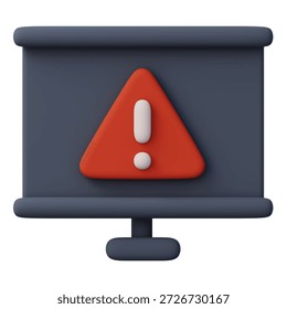 System error alert on projector screen monitor for technical problem and system status 3d icon