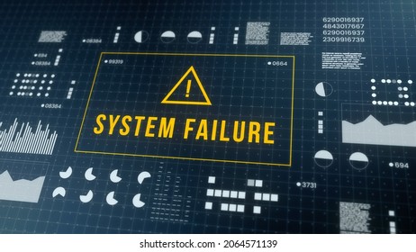 System failure security fail computer breakdown hacking warning message hacked alert. Cyber attack network fail. Digital illustration.