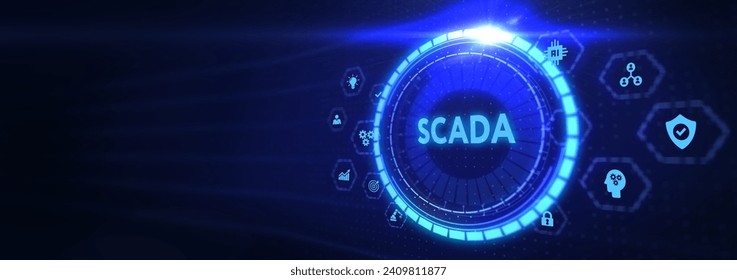 System Supervisory Control And Data Acquisition technology concept. SCADA. 3d illustration