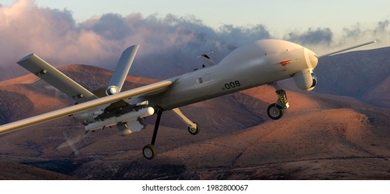 Szczecin, Poland-May 2021:TAI Anka - Turkish Unmanned Aerial .3D Illustration.