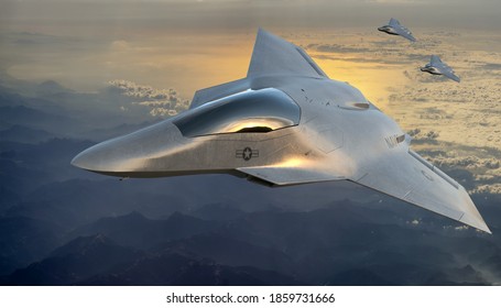 Szczecin, Poland-November 2020:vision Of The American 6th Generation Fighter  ,3d Illustration.