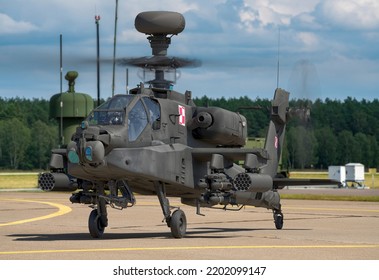 Szczecin,Poland-August 2022:Boeing AH-64 Apache Of The Polish Armed Forces.3D Illustration.