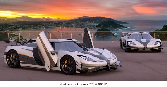 Szczecin,Poland-August 2022:Koenigsegg One:1 - A Hypercar Designed By The Swedish Company Koenigsegg. The Car Was Built To Break The Maximum Speed Record Of A Mass-produced Car.3D Illustration.