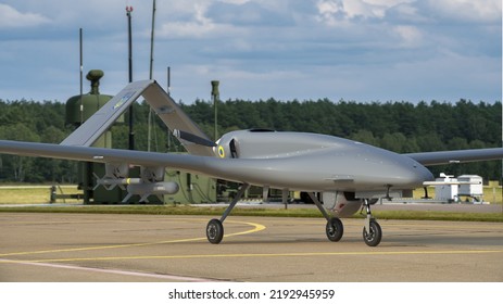 Szczecin,Poland-July 2022:Bayraktar TB-2 Combat Drone Belonging To The Ukrainian Army .3D Illustration.