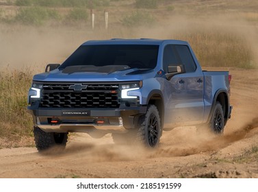 Szczecin,Poland-July 2022:Chevrolet Silverado ZR2.3D Illustration.