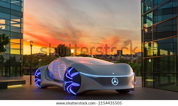 Szczecin,Poland-May\
2022:Mercedes-Benz Vision AVTR, a vision of the future by\
Mercedes.3d\
illustration.