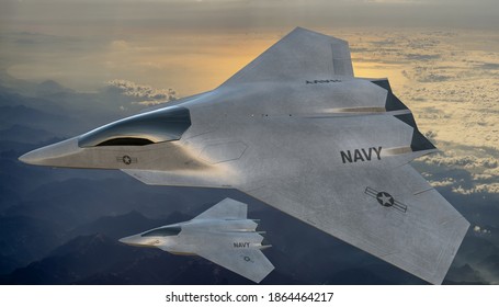 Szczecin,Poland-November 2020:vision Of The American 6th Generation Fighter,3d Illustration.