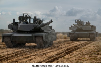 Szczecin,Poland-November 2021: SEP Abrams TUSK II tank at the military training -3d illustration.