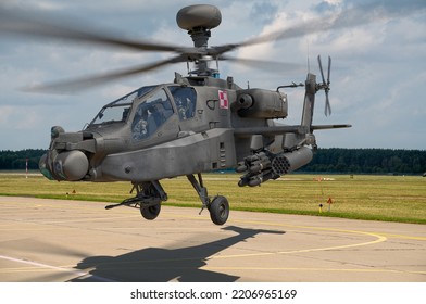 Szczecin,Poland-September 2022:Boeing AH-64 Apache Of The Polish Armed Forces.3D Illustration.	