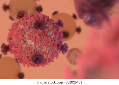 T Cell Lymphocyte With Receptors To Kill Cancer Cells In Cancer Immunotherapy 3D Render