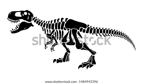 T Rex Dinosaur Skeleton Negative Space Stock Illustration 1484942396 ...