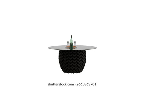 a table with a bottle of wine and a bottle of wine on it