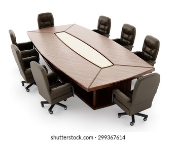 Table And Chair In The Office Boardroom With No People