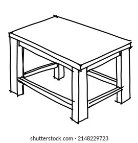 Table Interior Furniture Doodle Hand Sketch Stock Illustration ...