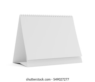 Table spiral calendar with blank pages and soft shadows, isolated on white background. 3D illustration - Powered by Shutterstock