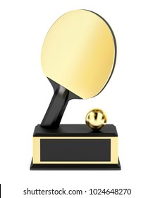 Table Tennis Trophy On White Background, 3D Illustration