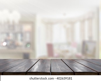 Table Top And Blur Interior of Background 3d rendering