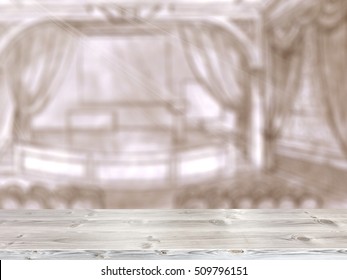 Table Top And Blur Interior of Background 3d render