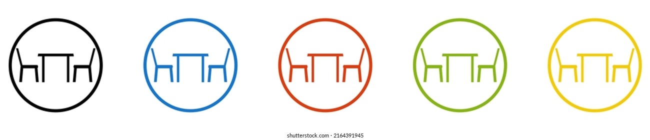 Table And Two Chairs Icon - Set Of 5 Buttons: Restaurant