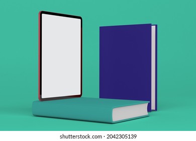 Tablet and Book 3D Rendering