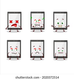 Tablet cartoon in character with nope expression.Vector illustration