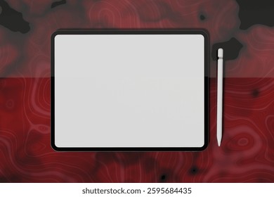 Tablet computer with blank white screen mockup