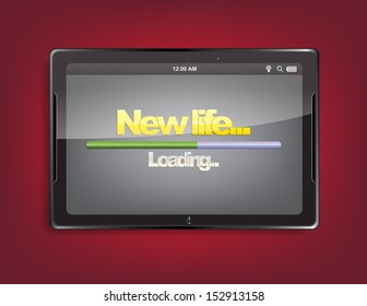 Tablet computer with the message 