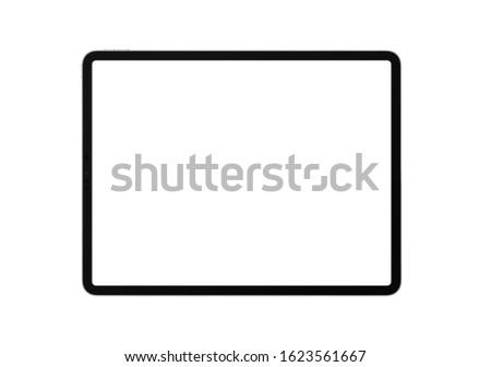 tablet front view with white background