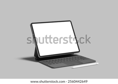 tablet with keyboard blank mockup