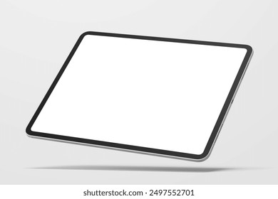 tablet pad pro 13 inch tablet display screen gadget mobile device with digital pencil responsive realistic mockup design template isolated in gray background 3d render illustration floating view